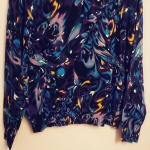 Relativity Colorful Map Print Sweater Button Up 100% Cotton PL